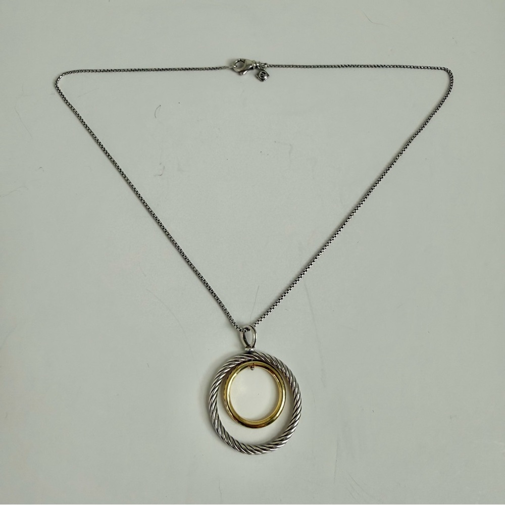 David Yurman Mobile Pendant Necklace Sterling Silver 18K Gold 17.5” - Picture 3 of 5